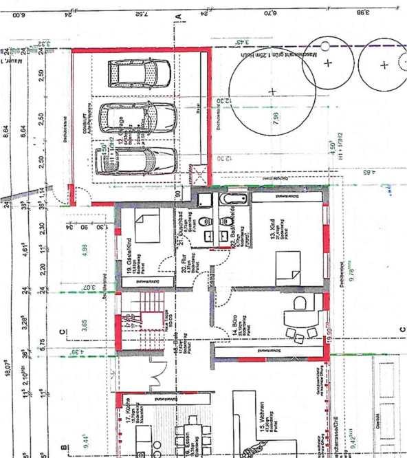 Einfamilienhaus mit Garagengebäude als Anbau