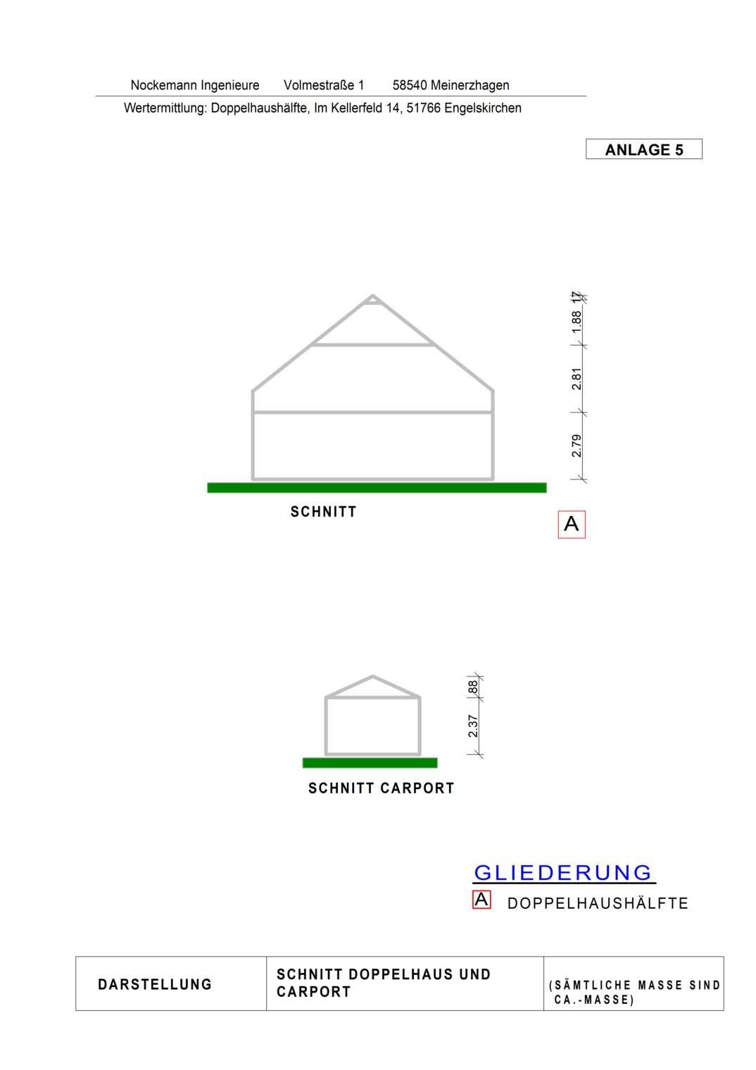 Doppelhaushälfte, nebst Carport und Gartenhaus